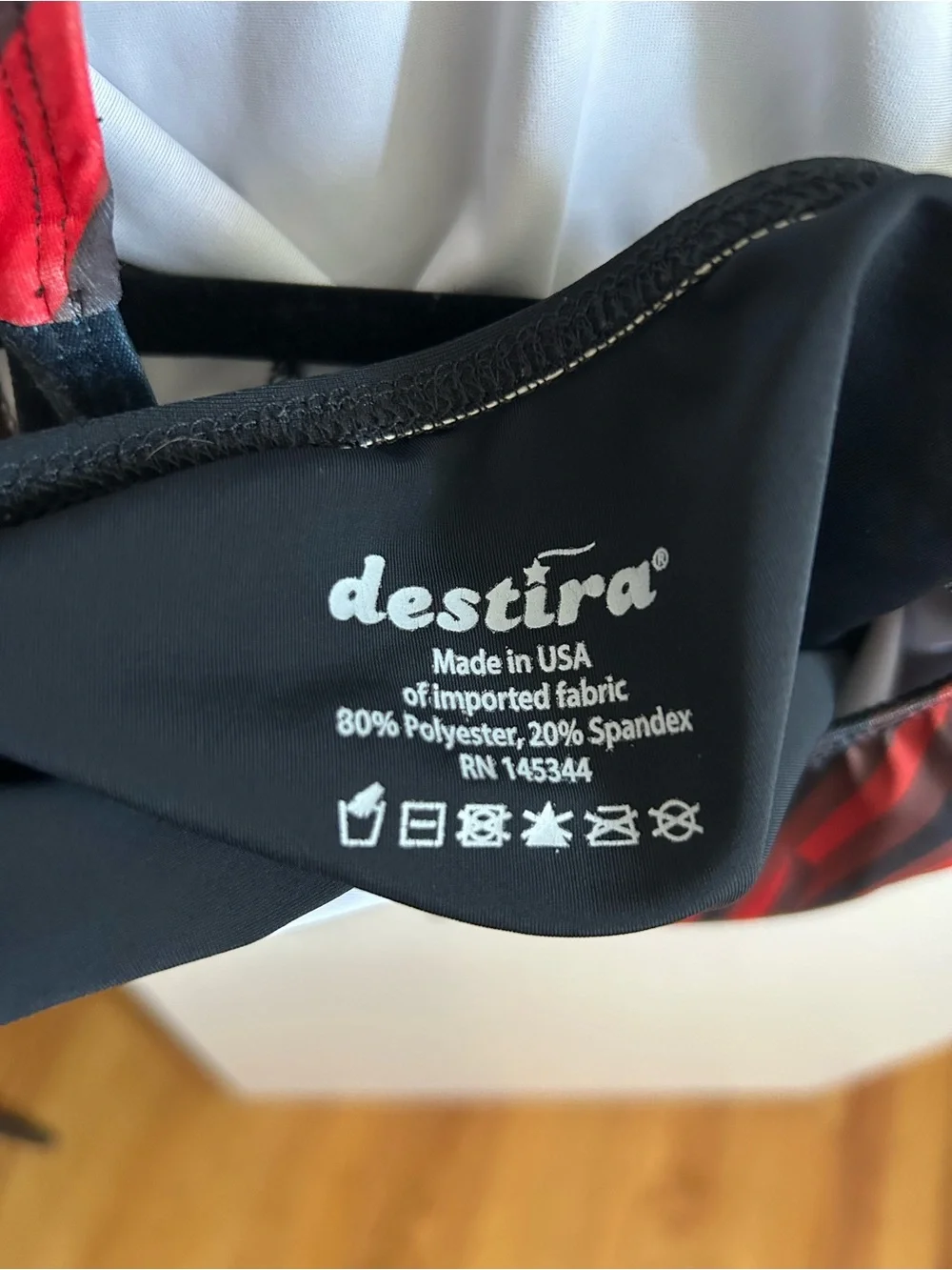 Destira Black & Red Geometric Dance or Gymnastics Leotard - Child’s Large